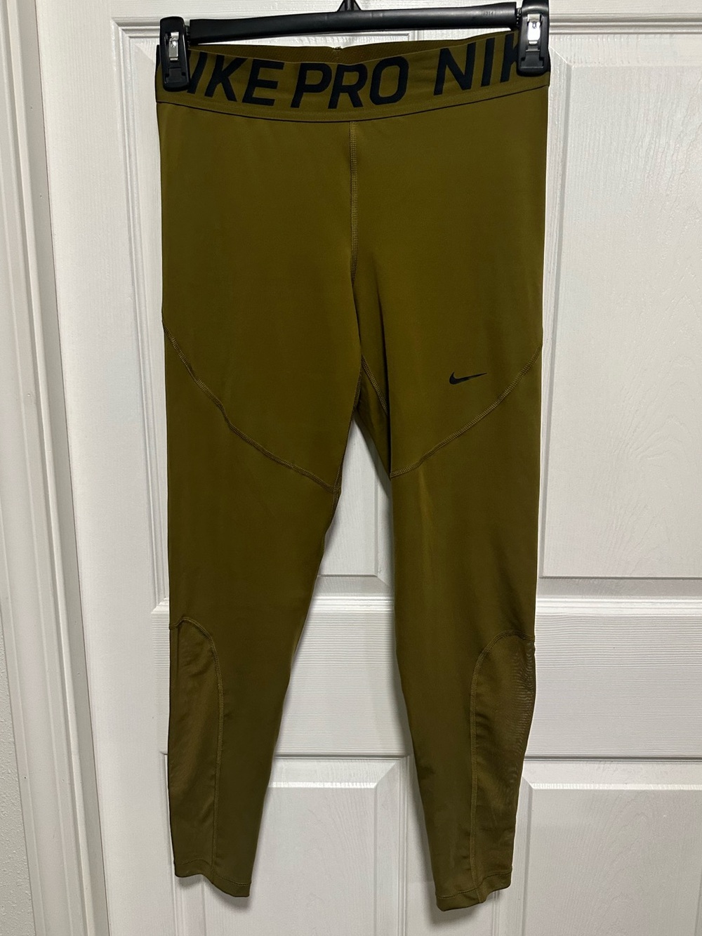 NWOT Nike Pro Dri-FIT Olive Green Mesh Training Leggings Size L